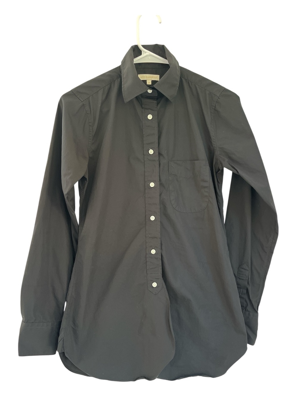 ANN MASHBURN Cotton Black Boyfriend Button Down Shirt XS
